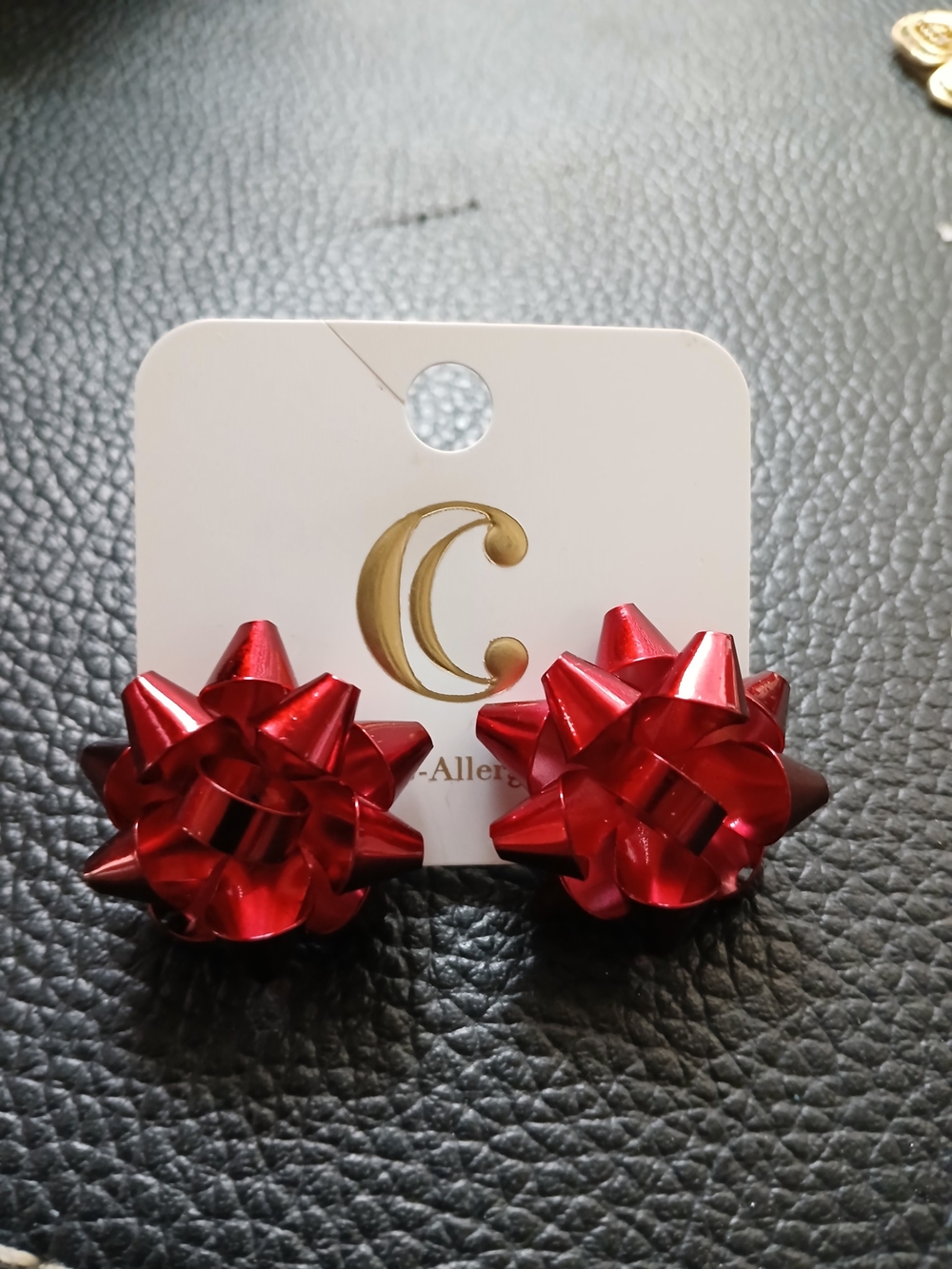 Christmas Red Bow Earings